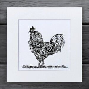 The Rooster, Original Artwork, Matted